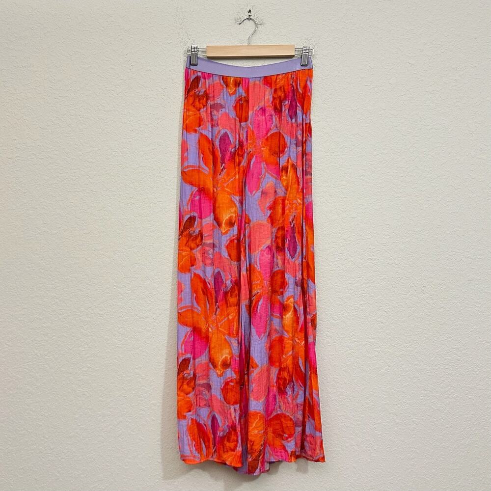 HUTCH ANTHROPOLOGIE Graham Pants Floral Seersucker Wide Leg Beach